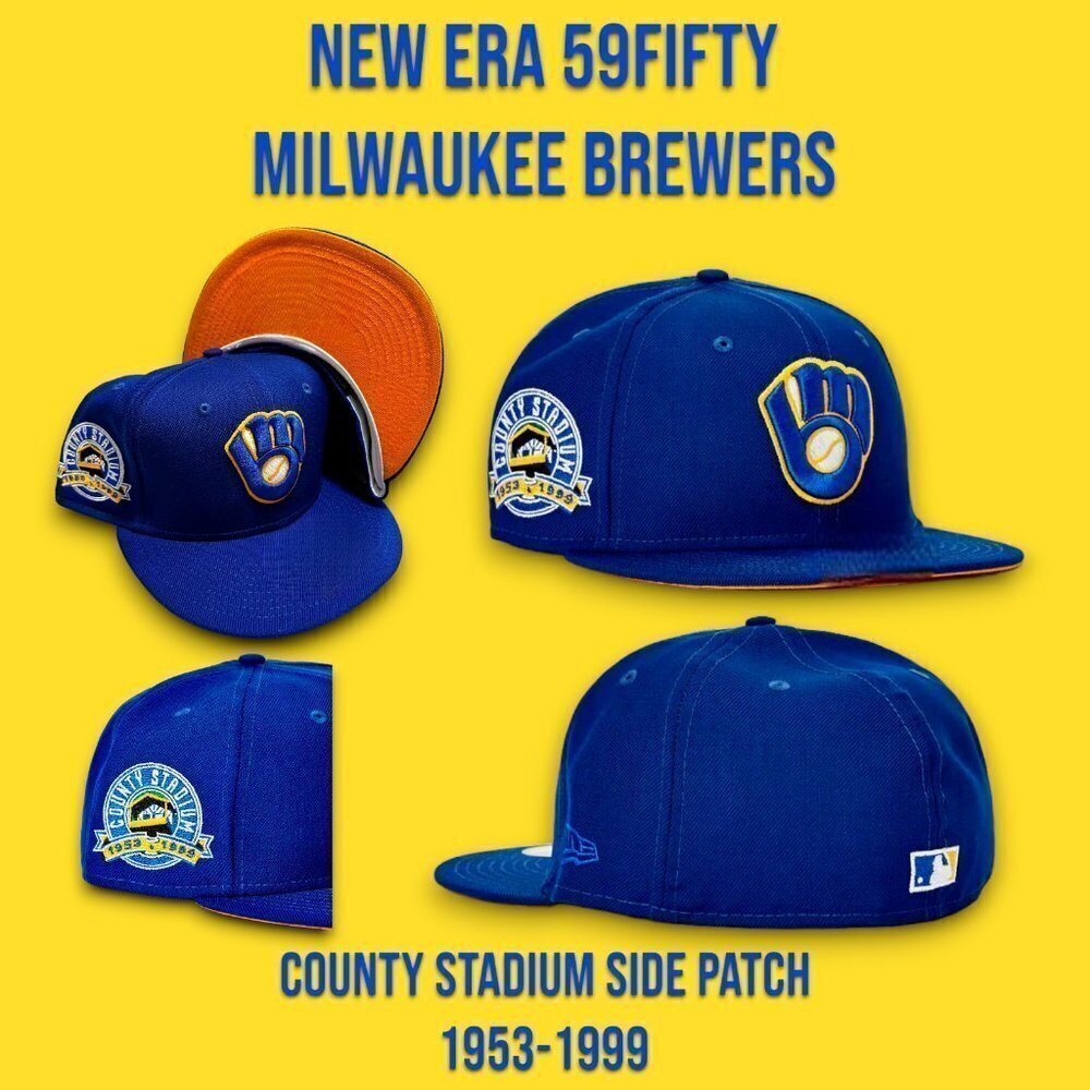 New Era Milwaukee Brewers 59FIFTY Fitted Hat County Stadium 1953-99 Patch 7 5/8